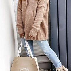 Levency New In Cowl Neck Pockets Hooded Sweater