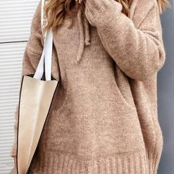 Levency New In Cowl Neck Pockets Hooded Sweater