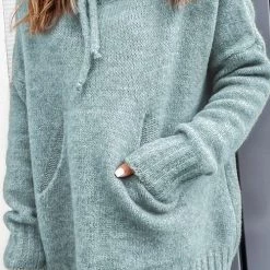 Levency New In Cowl Neck Pockets Hooded Sweater