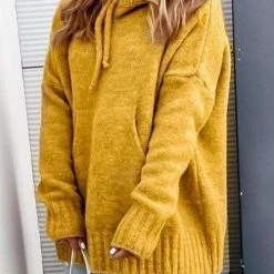 Levency New In Cowl Neck Pockets Hooded Sweater