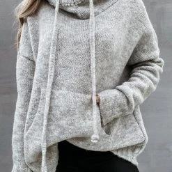 Levency New In Cowl Neck Pockets Hooded Sweater