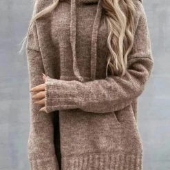 Levency New In Cowl Neck Pockets Hooded Sweater