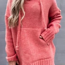 Levency New In Cowl Neck Pockets Hooded Sweater