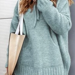 Levency New In Cowl Neck Pockets Hooded Sweater