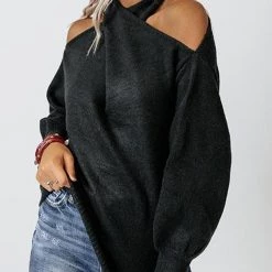 Levency New In Multi Strap Cold Shoulder Sweater