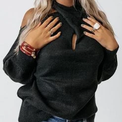 Levency New In Multi Strap Cold Shoulder Sweater