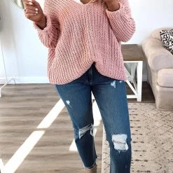 Levency Violet V Neck Loose Sweater New In