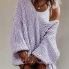Levency Violet V Neck Loose Sweater New In