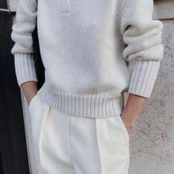 Levency New In V Turndown Collar Sweater