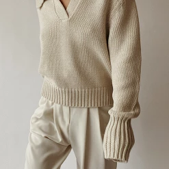 Levency New In V Turndown Collar Sweater