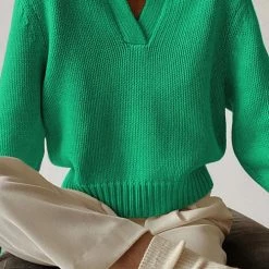 Levency New In V Turndown Collar Sweater