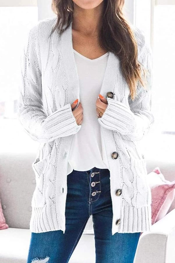 Levency Button Cable Knit Cardigan New In 40 Levency Button Cable Knit Cardigan New In