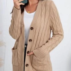 Levency Button Cable Knit Cardigan New In 58 Levency Button Cable Knit Cardigan New In