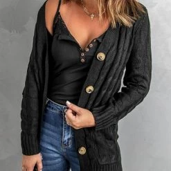 Levency Button Cable Knit Cardigan New In