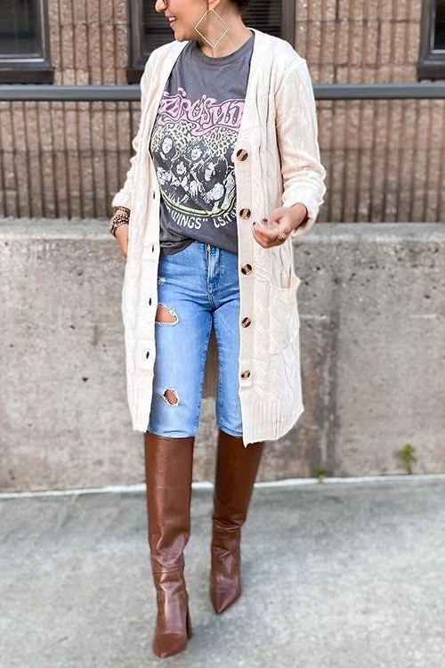 Levency Button Cable Knit Cardigan New In 31 Levency Button Cable Knit Cardigan New In