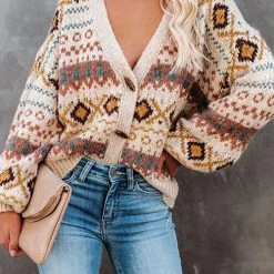 Levency New In Boho Horn Button Cardigan