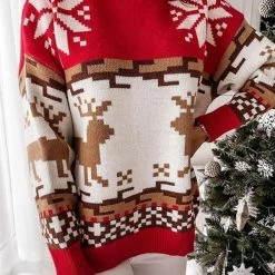 Levency Christmas Color Block Turtleneck Sweater New In