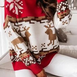 Levency Christmas Color Block Turtleneck Sweater New In