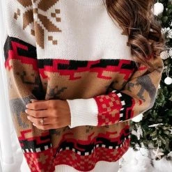 Levency Christmas Color Block Turtleneck Sweater New In