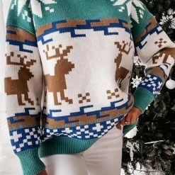 Levency Christmas Color Block Turtleneck Sweater New In