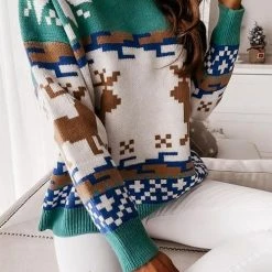 Levency Christmas Color Block Turtleneck Sweater New In