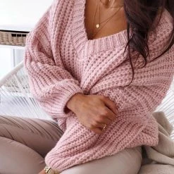 Levency New In V Neck Loose Sweater