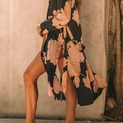 Levency Print Side Slit Duster New In