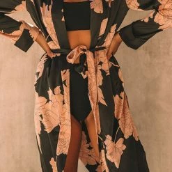 Levency Print Side Slit Duster New In