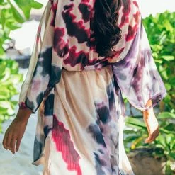 Levency Tie Dye Bat Kimono Cover Up