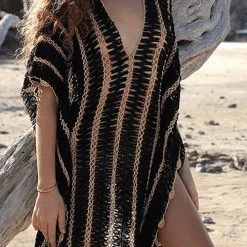 Levency Drinks On The Beach Crochet Cover Dress
