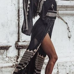 Levency New In Geometry V Neck Bat Maxi Dress