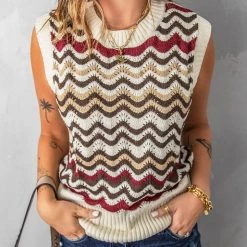 Levency Knit Rainbow Tank Sweater