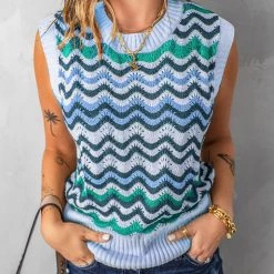 Levency Knit Rainbow Tank Sweater