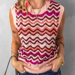 Levency Knit Rainbow Tank Sweater