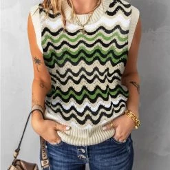 Levency Knit Rainbow Tank Sweater