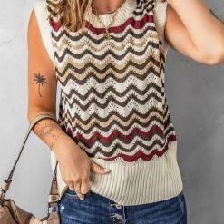 Levency Knit Rainbow Tank Sweater