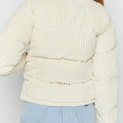 Levency Corduroy Stand Collar Puffer Coat