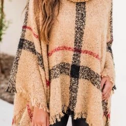 Levency New In Stripe Tassel Loose High Collar Sweaters