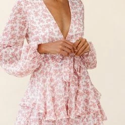 Levency Print V Neck Long Sleeve Romper New In