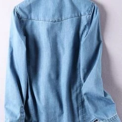 Levency Turndown Collar Pocket Denim Shirt 26 Levency Turndown Collar Pocket Denim Shirt