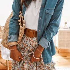 Levency Turndown Collar Pocket Denim Shirt 20 Levency Turndown Collar Pocket Denim Shirt