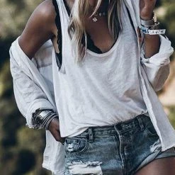 Levency Solid U Neck Tank Top New In