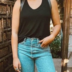 Levency Solid U Neck Tank Top New In