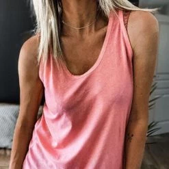 Levency Solid U Neck Tank Top New In