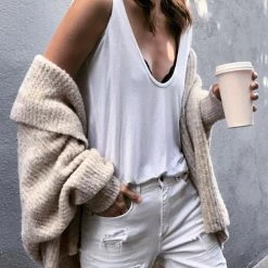 Levency Solid U Neck Tank Top New In