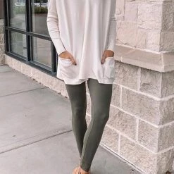 Levency Pockets Long Sleeve Loose T Shirt