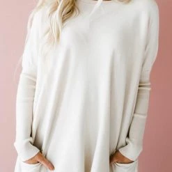 Levency Pockets Long Sleeve Loose T Shirt