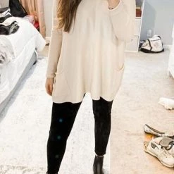 Levency Pockets Long Sleeve Loose T Shirt