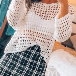 Levency Knit Hollow Loose T Shirt