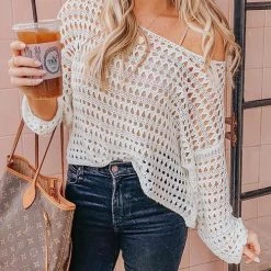 Levency Knit Hollow Loose T Shirt